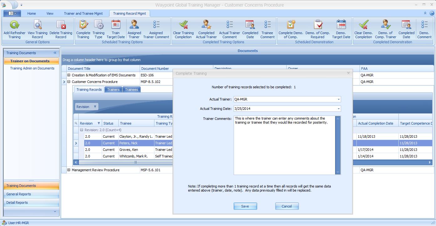 Training Manager Screenshot