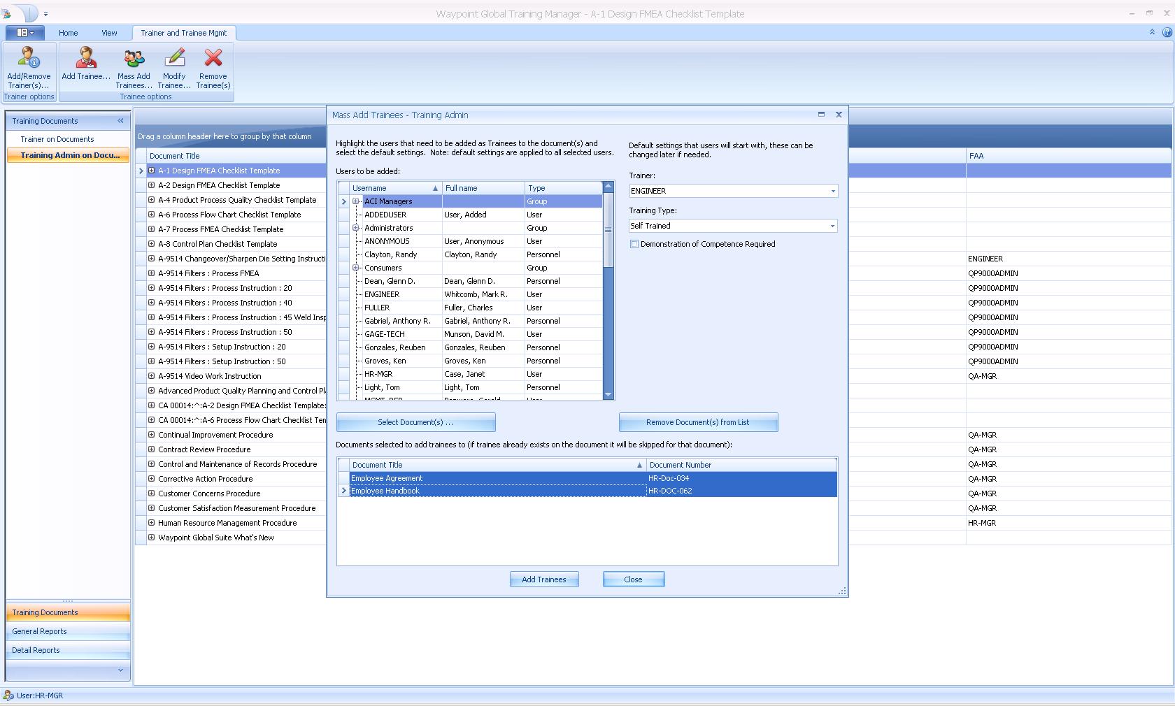 Training Manager Screenshot